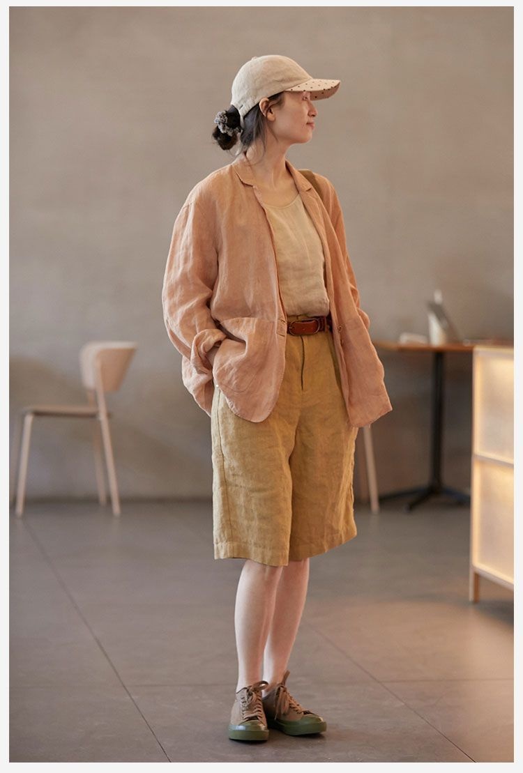 Blazer elegante in lino da donna - giacca estiva raffinata_voghion.com