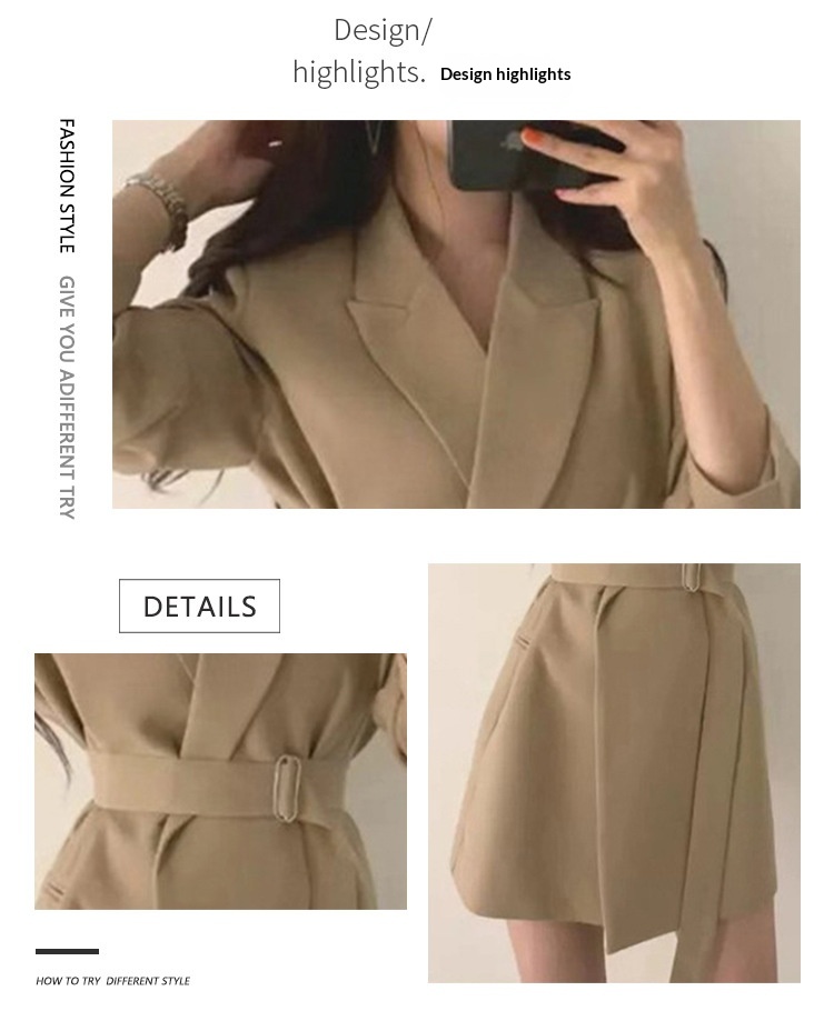 Eleganter Britischer Damen Blazer Mit Schnürung An Der Taille_voghion.com