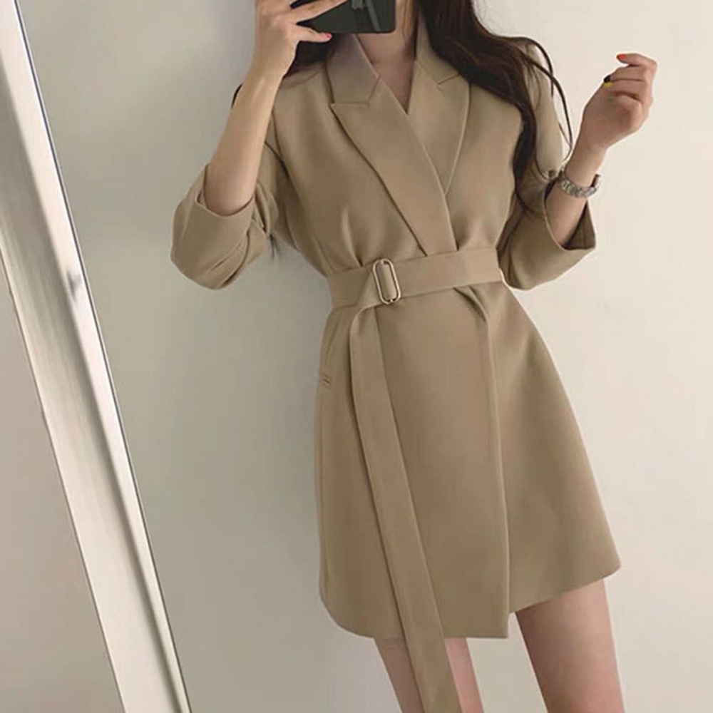Eleganter Britischer Damen Blazer Mit Schnürung An Der Taille_voghion.com