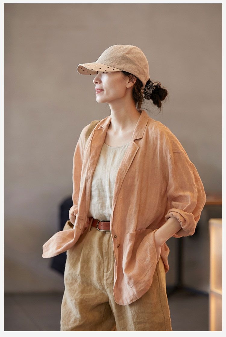 Blazer elegante in lino da donna - giacca estiva raffinata_voghion.com