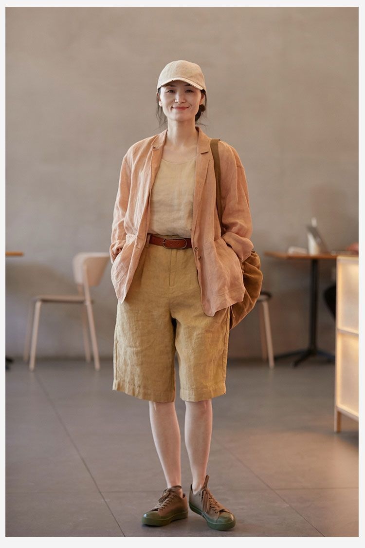 Blazer elegante in lino da donna - giacca estiva raffinata_voghion.com