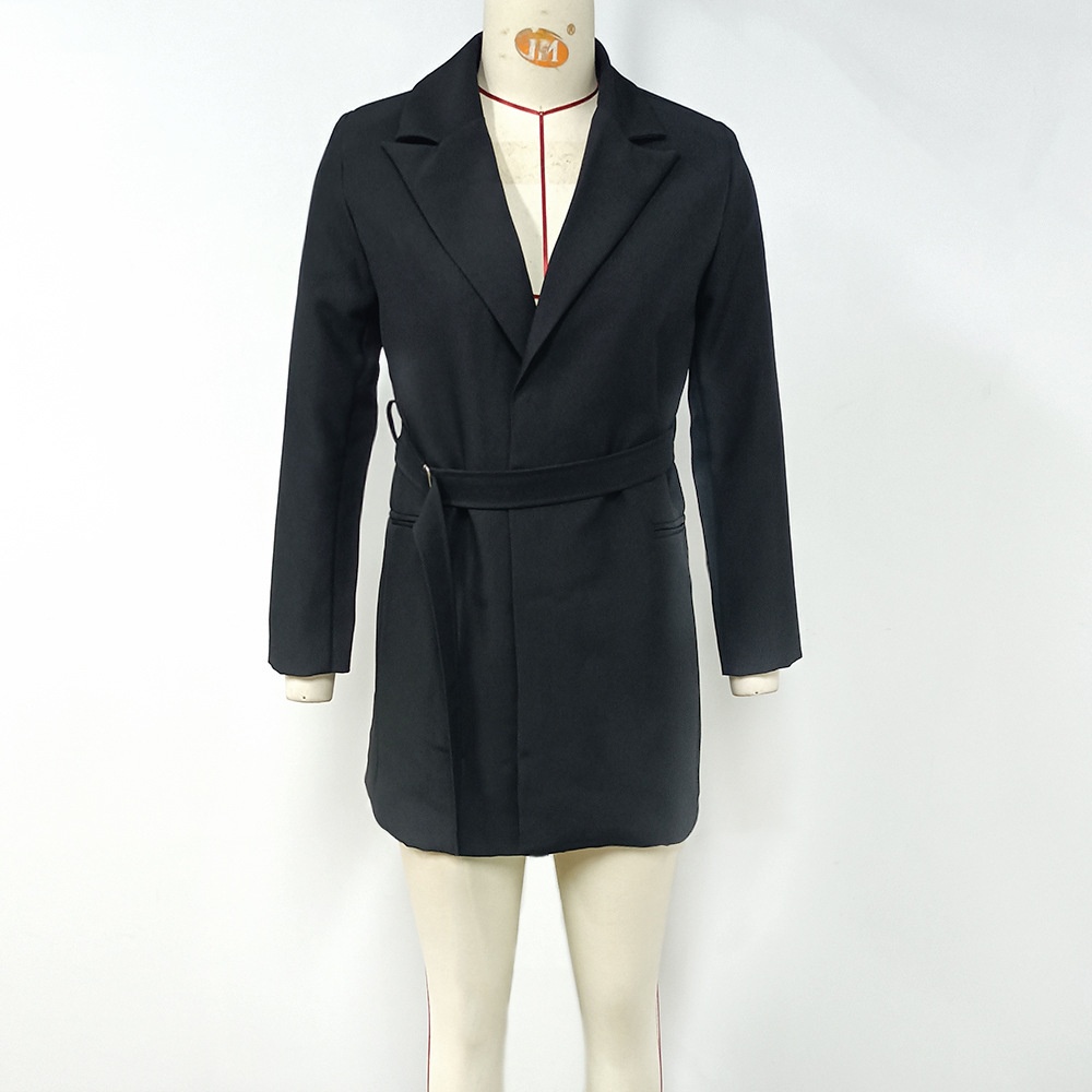 Eleganter Britischer Damen Blazer Mit Schnürung An Der Taille_voghion.com
