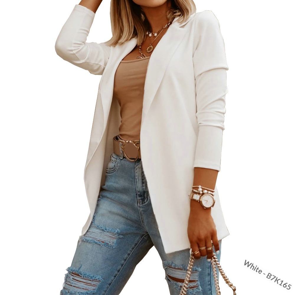 Blazer cardigan da donna a maniche lunghe con revers_voghion.com