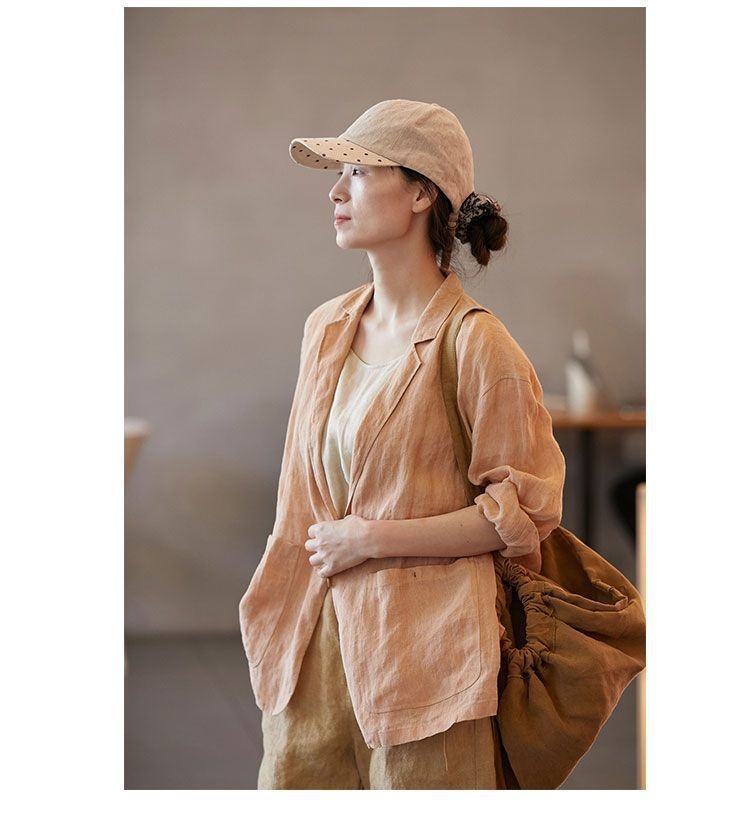 Blazer elegante in lino da donna - giacca estiva raffinata_voghion.com