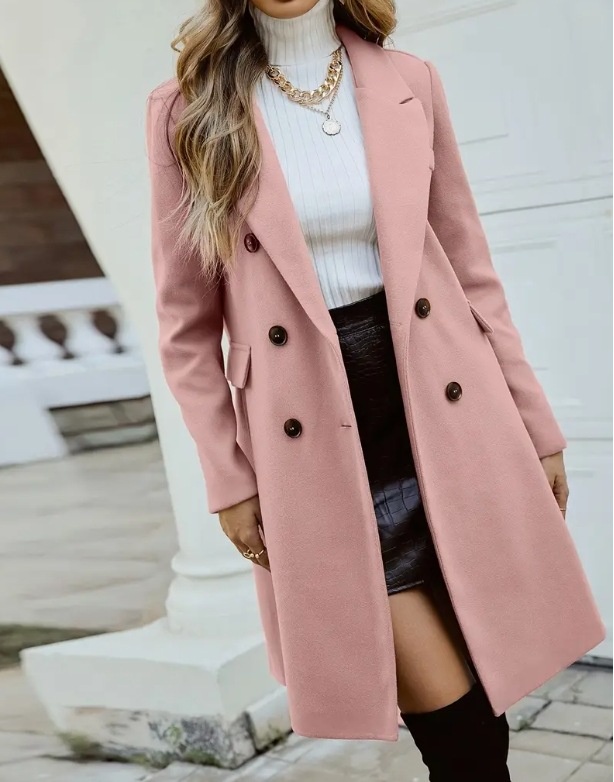 Elegant Women's Double-breasted Wool Coat For Autumn And Winter_voghion.com