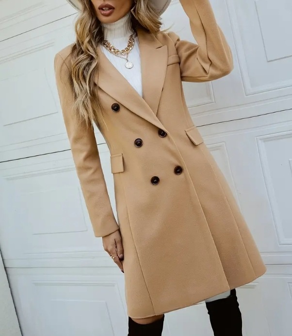 Elegant Women's Double-breasted Wool Coat For Autumn And Winter_voghion.com