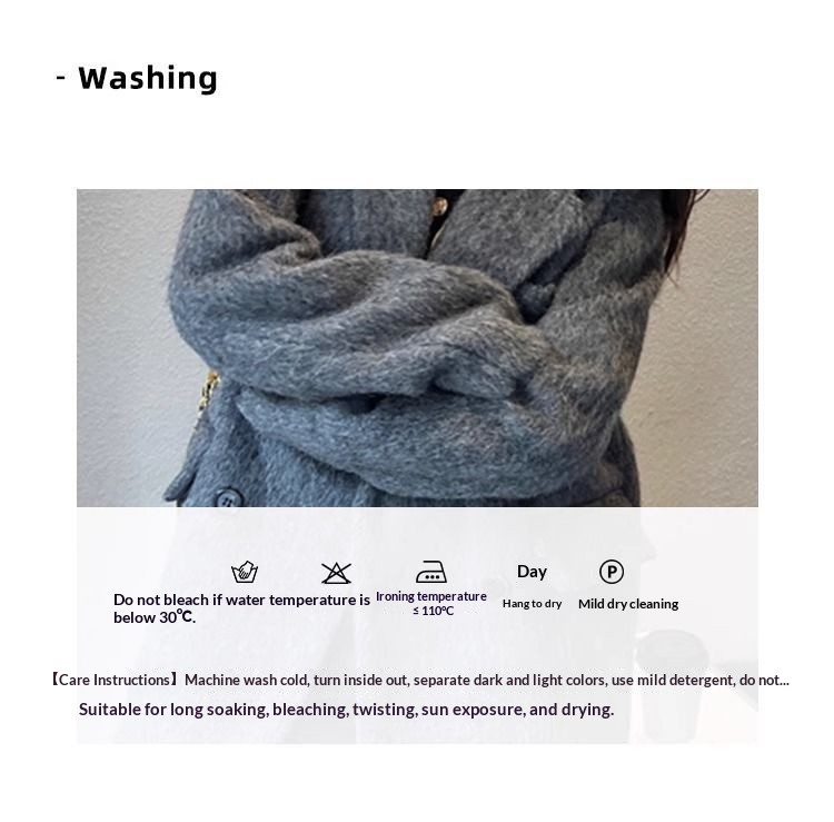 Grauer Damen Wollmantel Gefüttert Für Herbst Und Winter_voghion.com