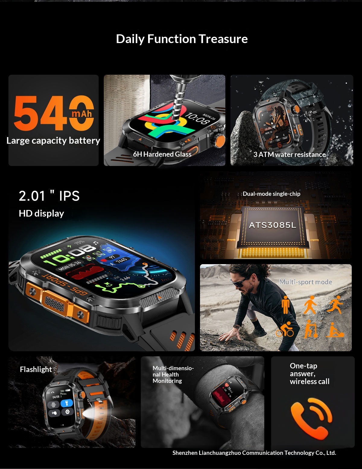 Smart Watch With Heart Rate Monitoring And Gps Tracking Waterproof_voghion.com