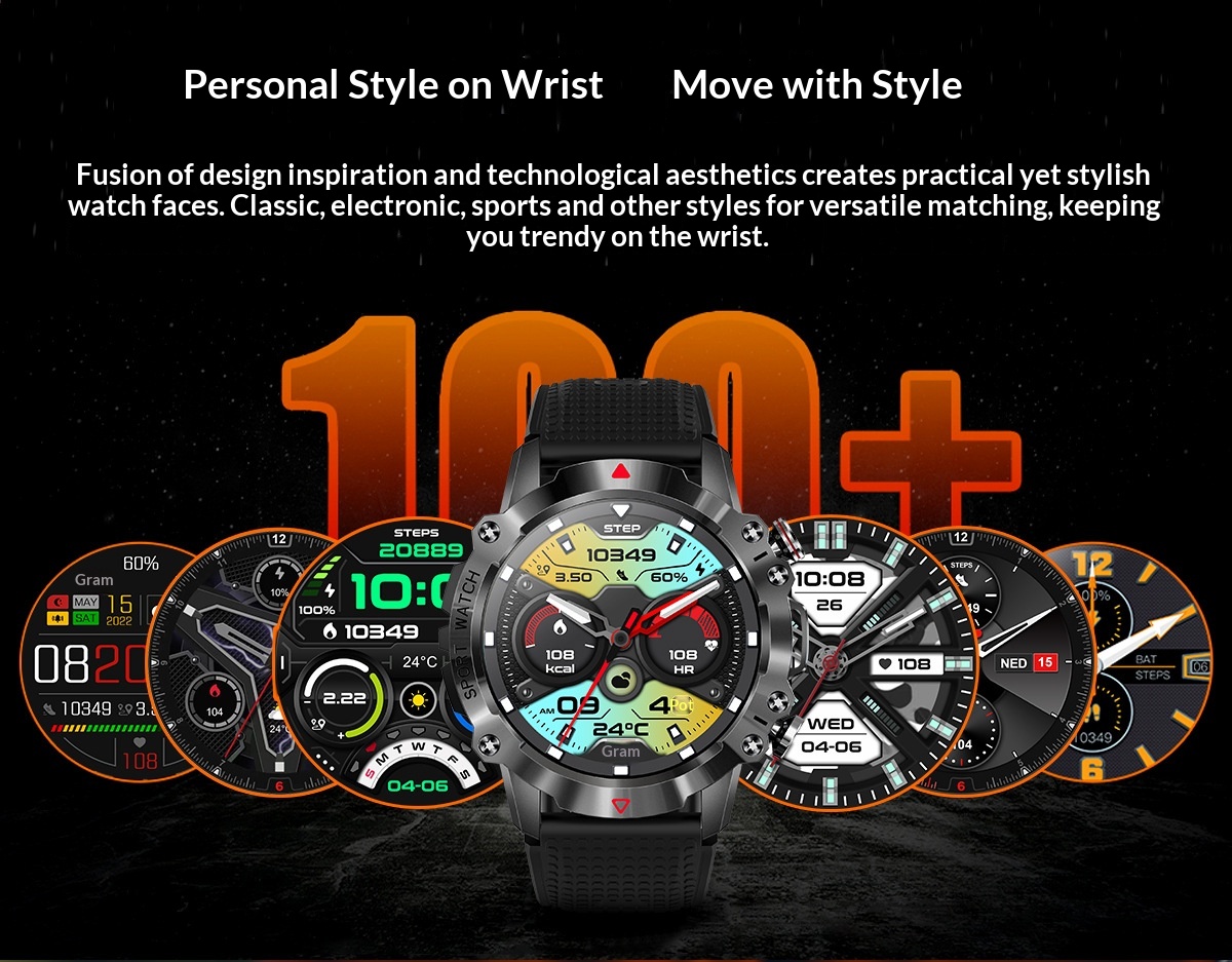 Smartwatch med rund skärm bluetooth samtal och pulsmätare_voghion.com