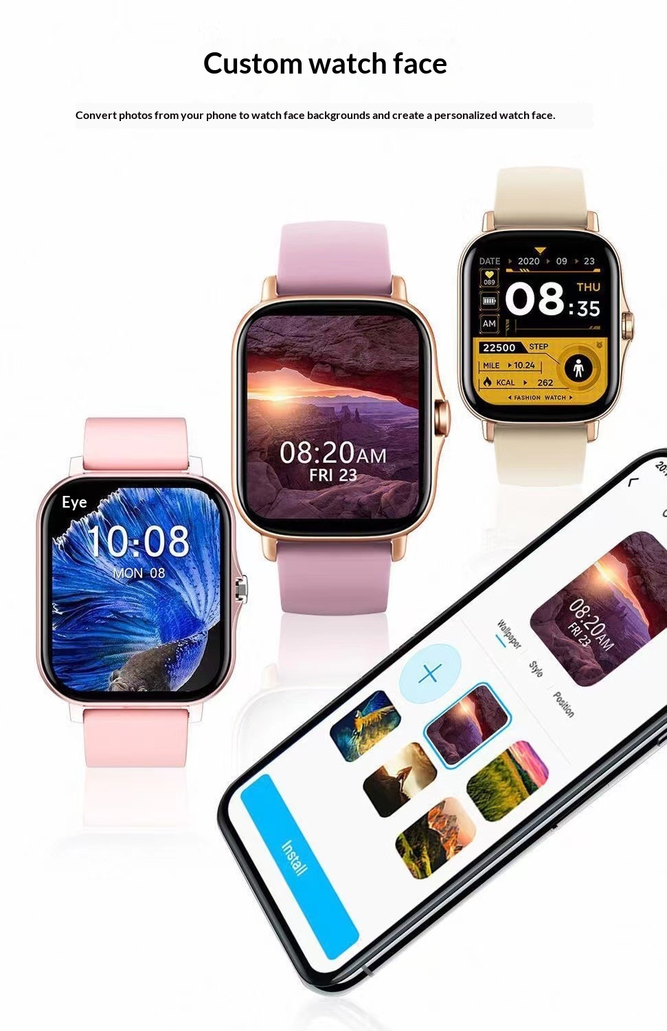Smartwatch Mit Bluetooth-telefonie Herzfrequenz- Und Blutdruckmesser_voghion.com