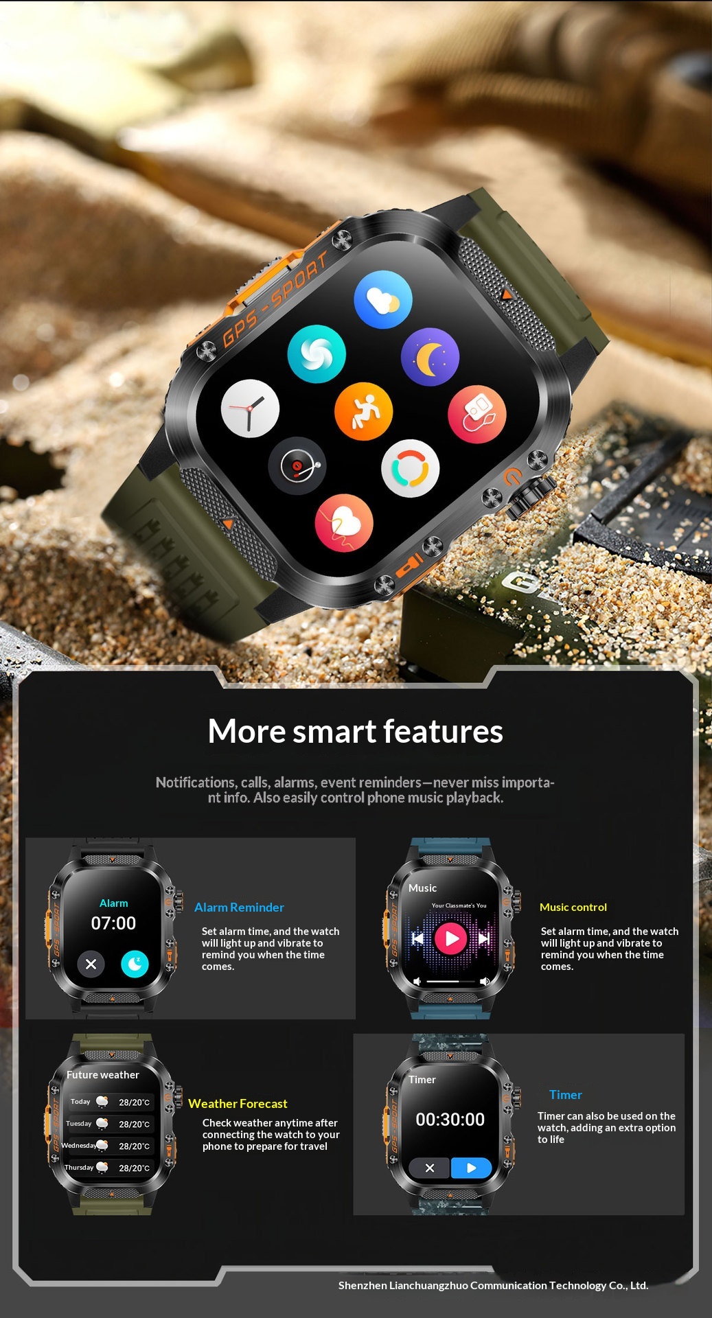 Smart Watch With Heart Rate Monitoring And Gps Tracking Waterproof_voghion.com