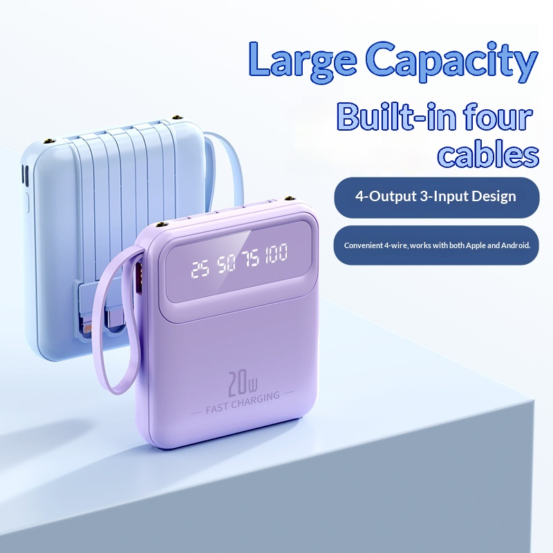 CyberGear Cross-border Portable Bank mit integriertem Kabel, großer Kapazität von 10000mAh, Digitalanzeige, mobiler Stromquelle_voghion.com