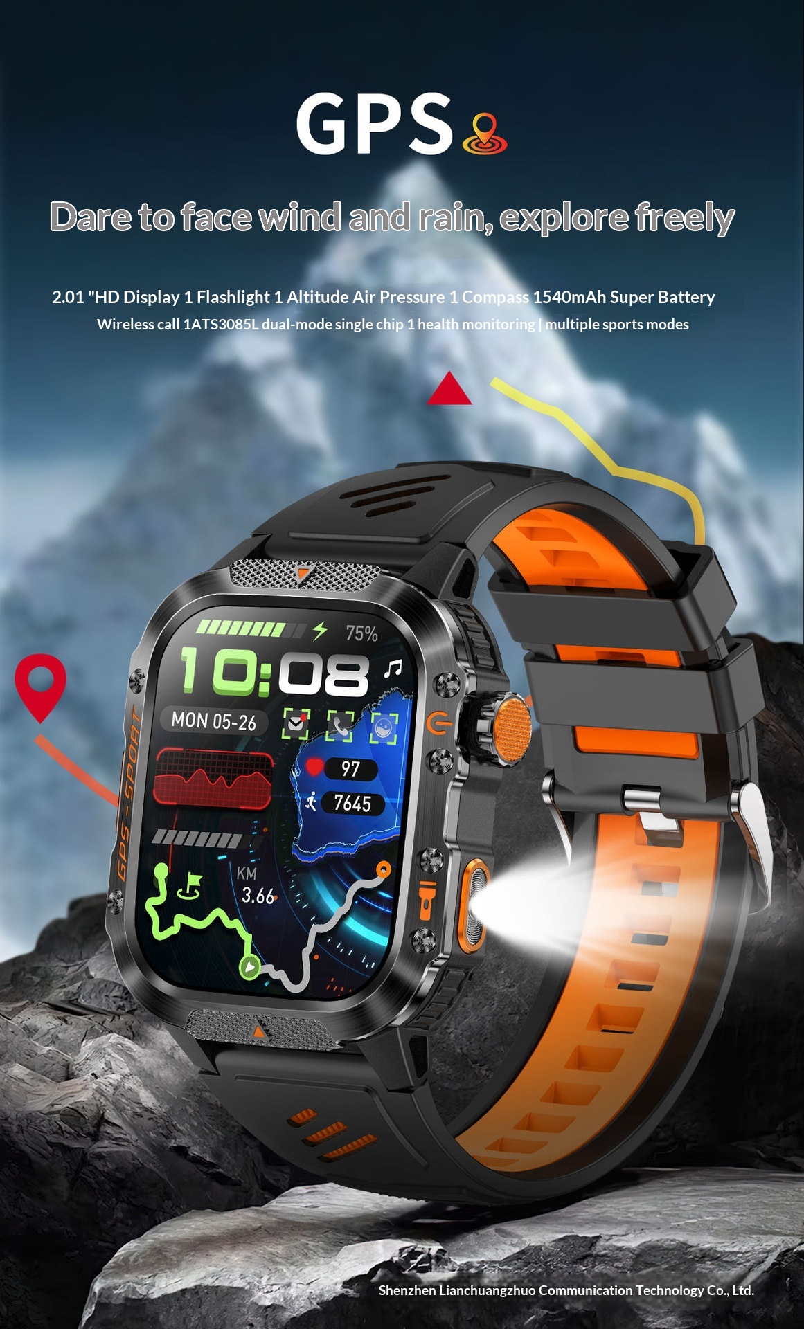 Smart Watch With Heart Rate Monitoring And Gps Tracking Waterproof_voghion.com