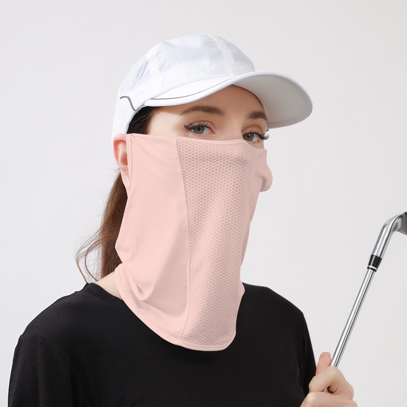 PeakGo Ice Silk Sun For Women, Summer UV Protection Ear-Hanging Neck Guard Face Mask, Thin Cycling Golf Mask_voghion.com