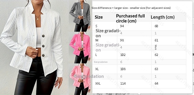 Damen Blazer Für Herbst Und Winter Mit Knopf Und Muster_voghion.com