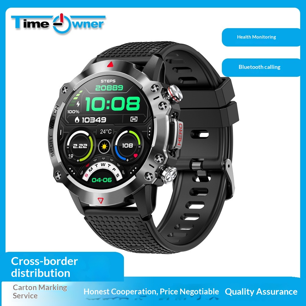 Smartwatch med rund skärm bluetooth samtal och pulsmätare_voghion.com