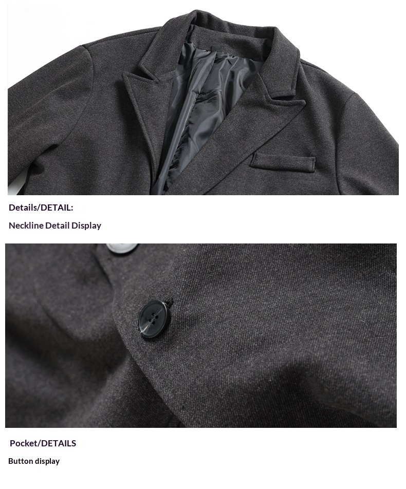 Winter Men's Woolen Trench Coat Long Over-the-knee Loose Fitting_voghion.com