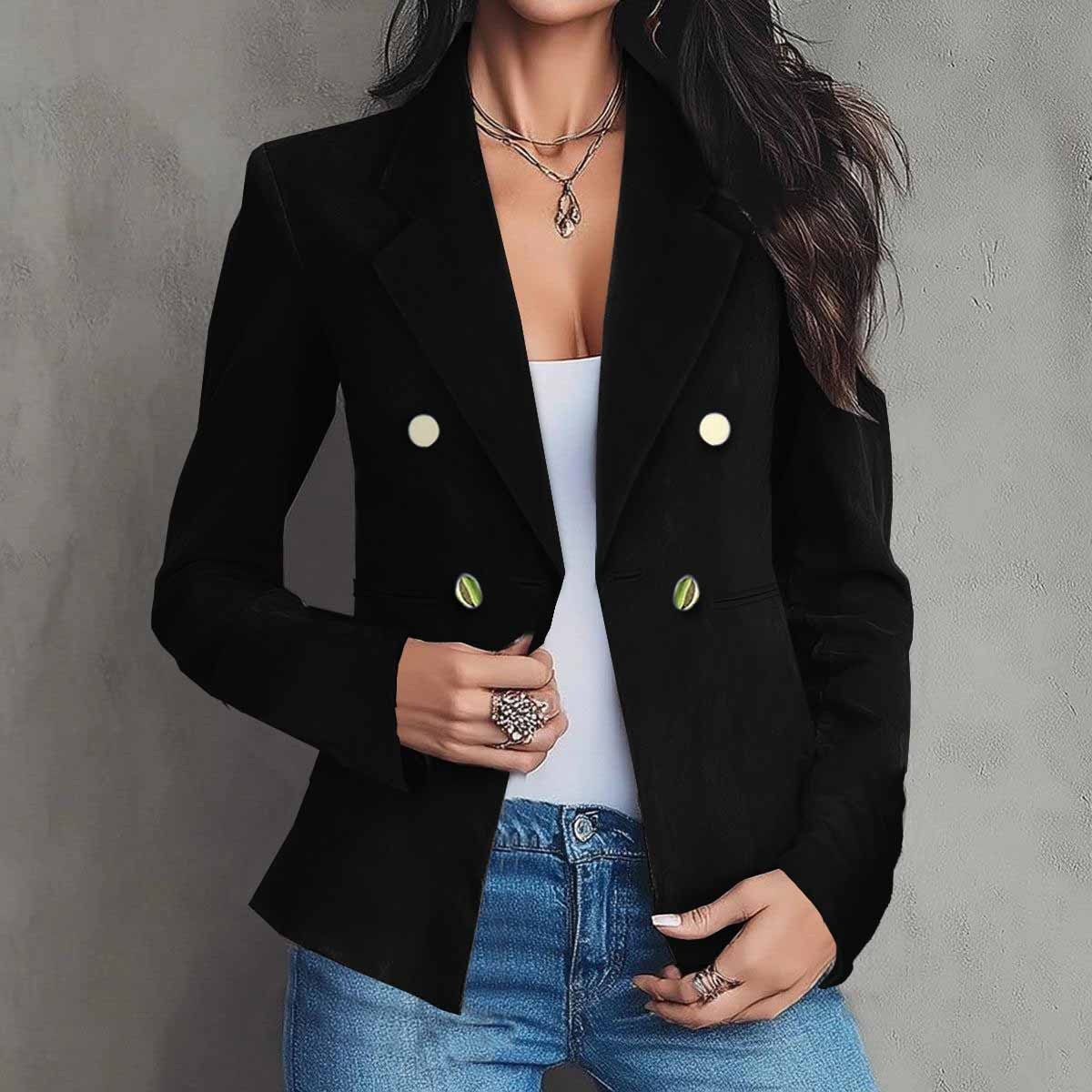 Eleganter Doppelreihiger Damen Blazer Für Herbst Und Winter_voghion.com