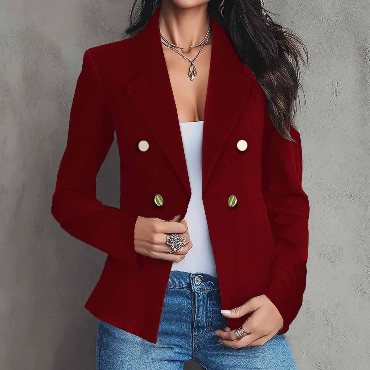 Eleganter Doppelreihiger Damen Blazer Für Herbst Und Winter_voghion.com
