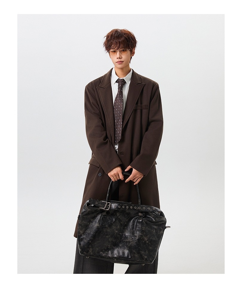 Winter Men's Woolen Trench Coat Long Over-the-knee Loose Fitting_voghion.com