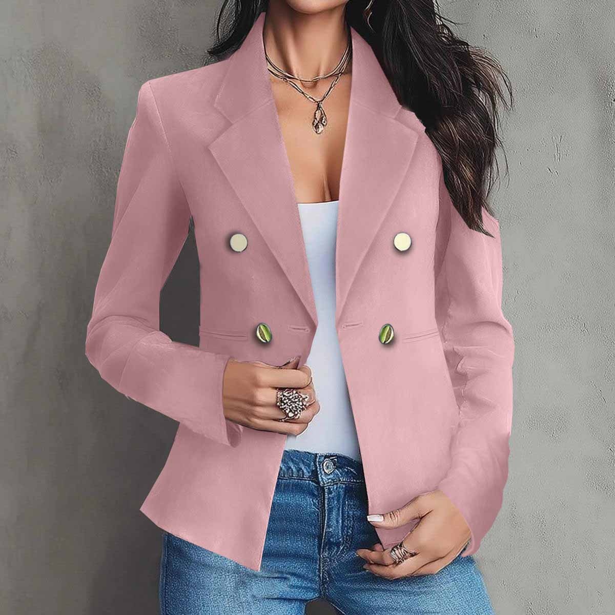 Eleganter Doppelreihiger Damen Blazer Für Herbst Und Winter_voghion.com