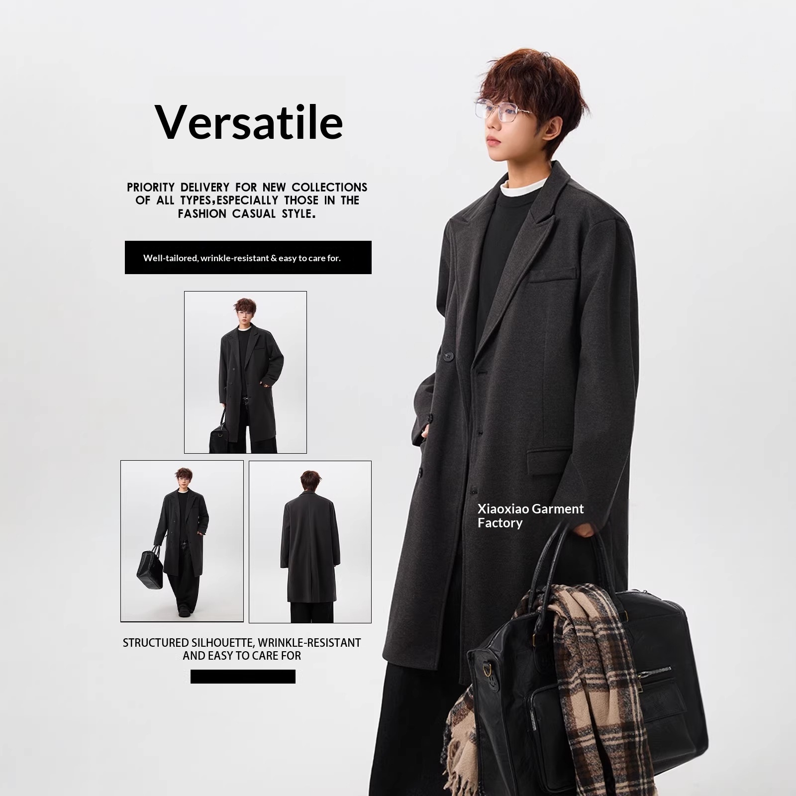 Winter Men, Long Over-the-knee Loose-fitting Korean-style Woolen Trench Coat For Men_voghion.com