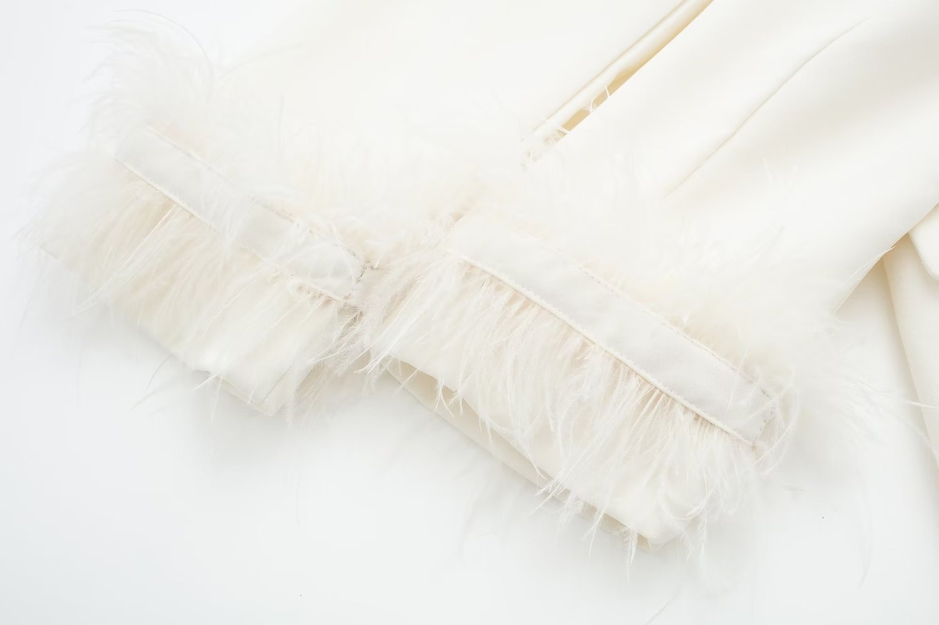Women's Casual Straight Cut Blazer With Feather Decoration_voghion.com
