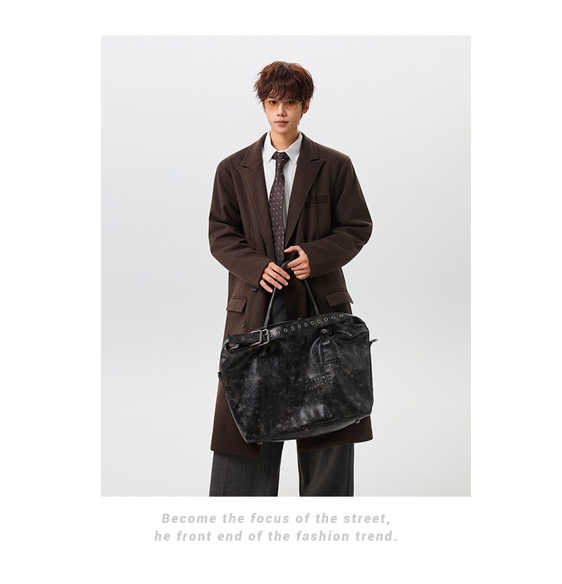 Winter Men's Woolen Trench Coat Long Over-the-knee Loose Fitting_voghion.com