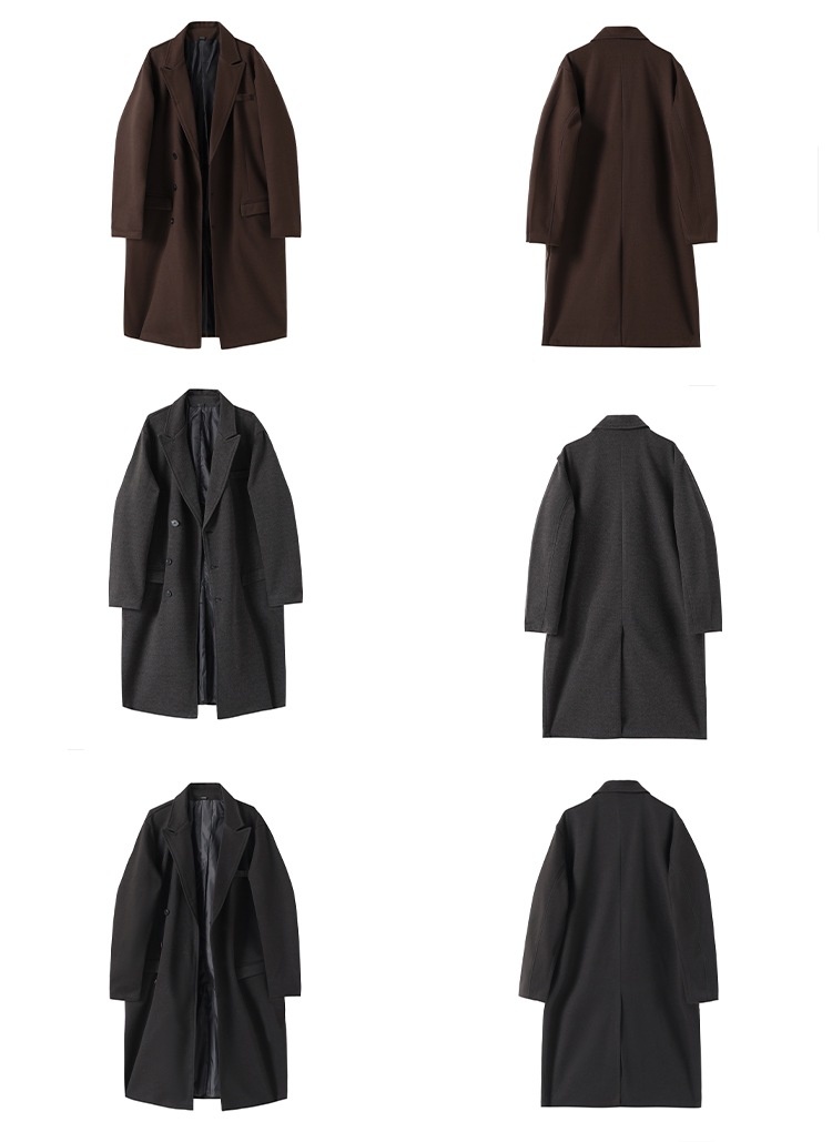 Winter Men's Woolen Trench Coat Long Over-the-knee Loose Fitting_voghion.com