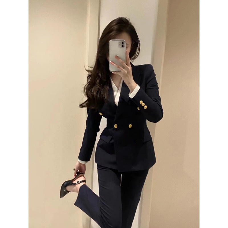 Formal Women's Suit For College Students, Civil Servant Interview Workwear, Spring And Autumn Black Professional Blazer_voghion.com