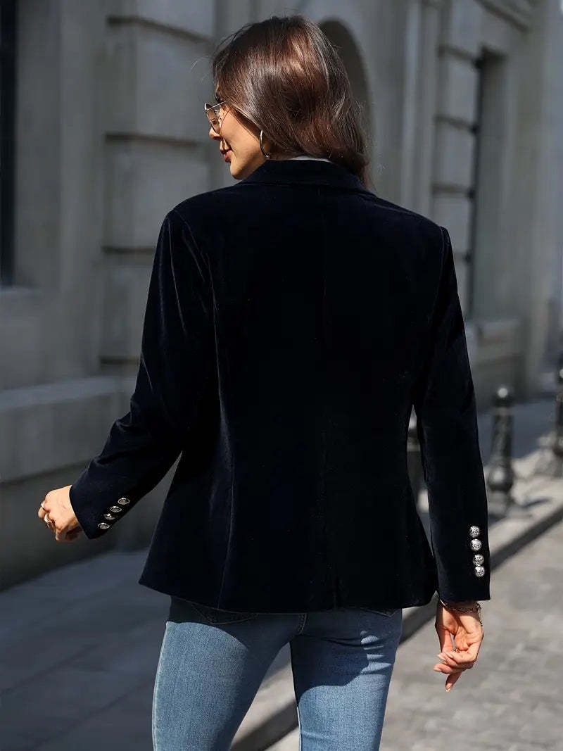 Blazer femme en velours coupe cintrée style européen_voghion.com
