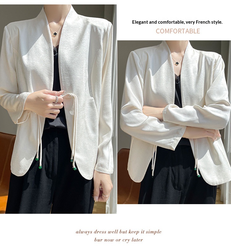 Chinesischer Damen Blazer Mit Jacquard Muster Und Quasten_voghion.com