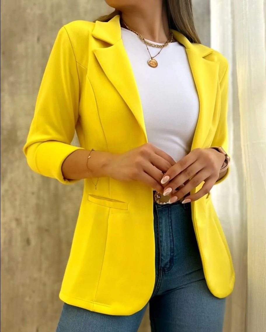 Giacca blazer donna elegante maniche lunghe colore unito_voghion.com