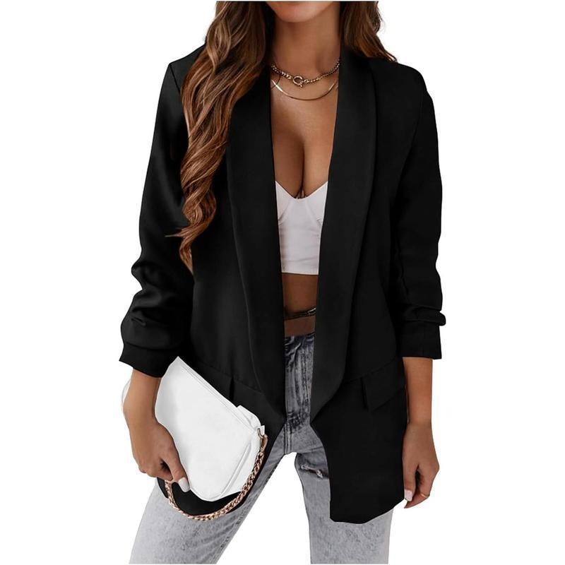 F 77003 Suit New European And American Style Solid Color Long-sleeve Blazer_voghion.com