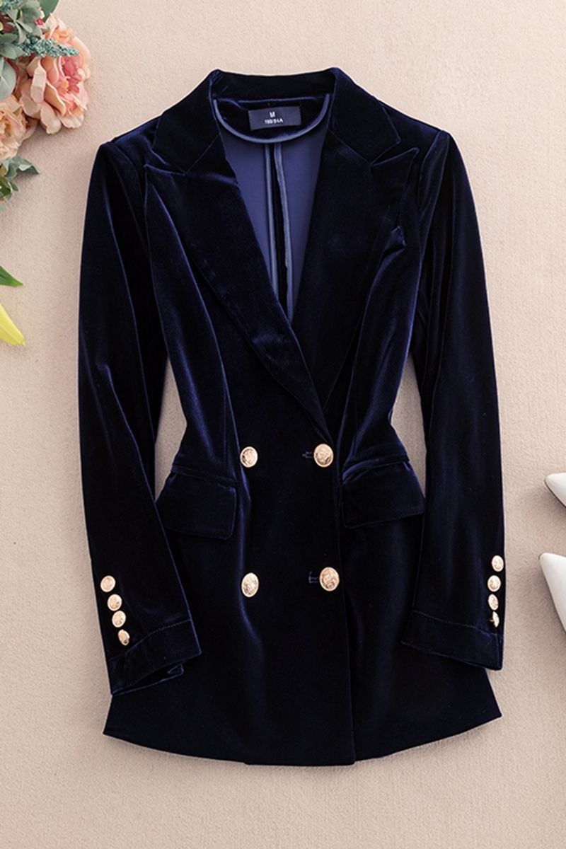 Eleganter Damen Samt Blazer Für Frühling Und Herbst_voghion.com