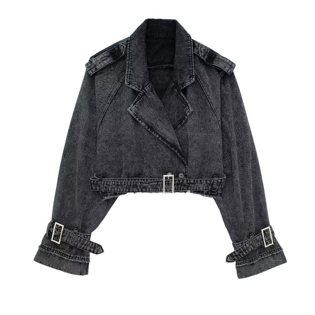 Unique Women’s Short Denim Blazer Jacket European Style Autumn_voghion.com