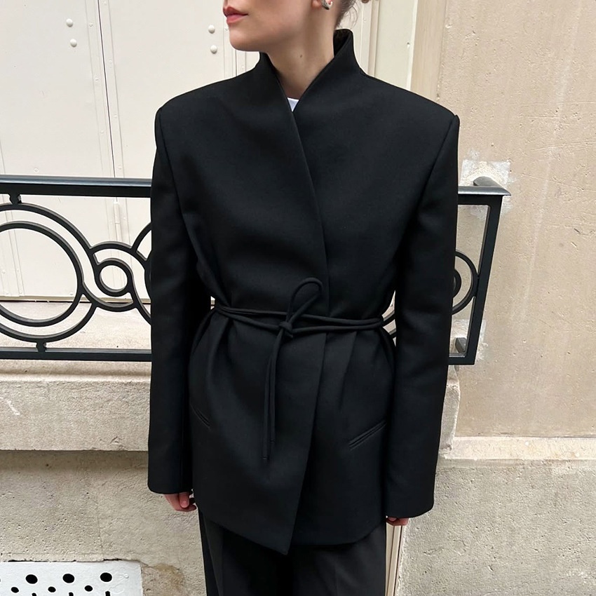 Neuer, grenzüberschreitender High-End-Blazer für Herbst/Winter 2025 mit Bindegürtel, elegantes, figurbetontes Damenoberteil für den Arbeitsalltag_voghion.com