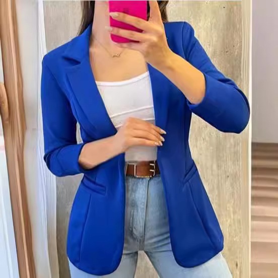 2023 AliExpress Nuovo Aival Autunno Solido Colore Semplice Giacca a maniche lunghe da donna Casual Versatile_voghion.com