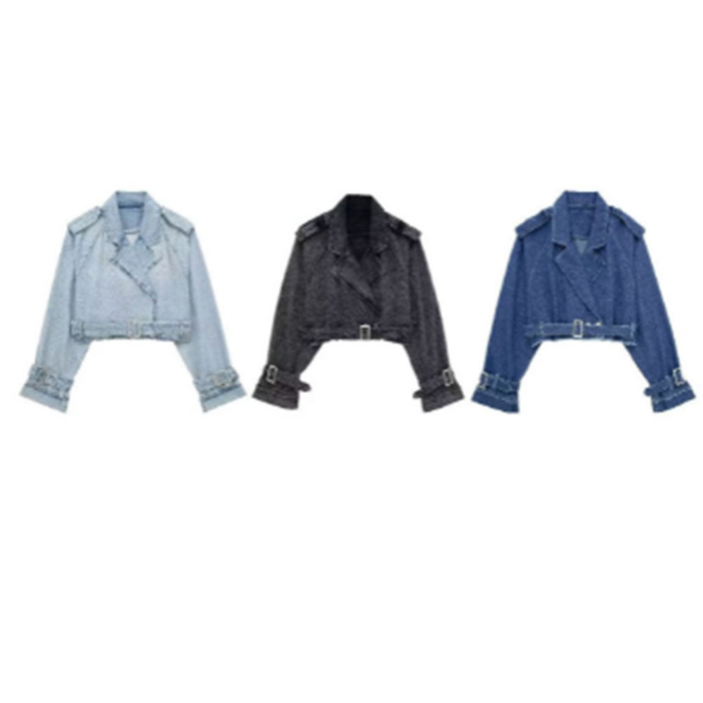 Unique Women’s Short Denim Blazer Jacket European Style Autumn_voghion.com