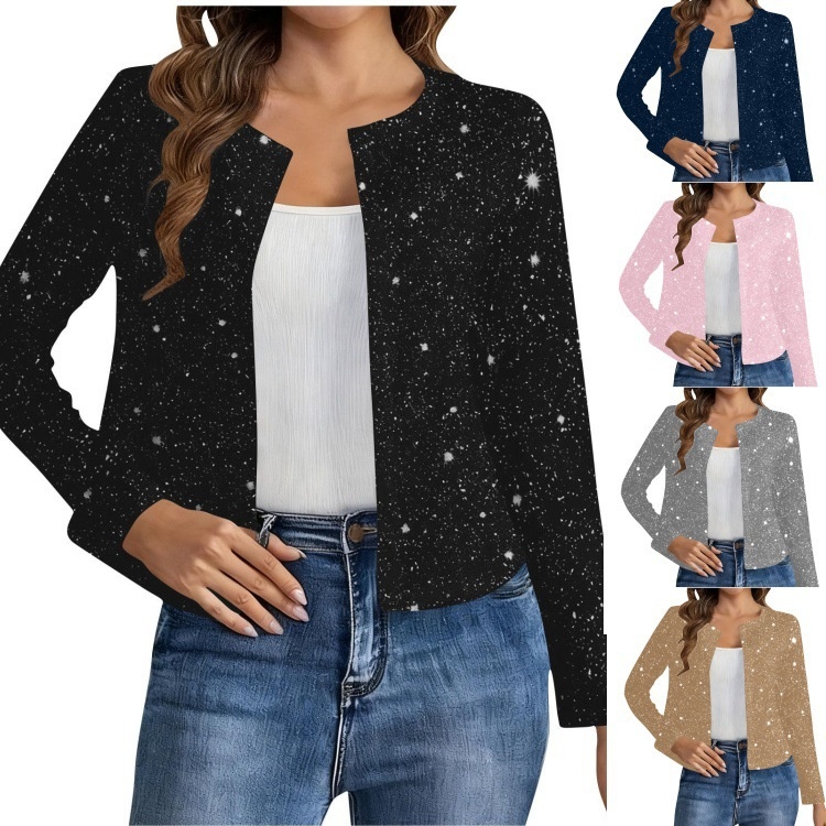 Cardigan sexy a maniche lunghe con dettagli dorati, stile celebrità di internet, collezione autunno/inverno 2025, nuova collezione europea e americana._voghion.com