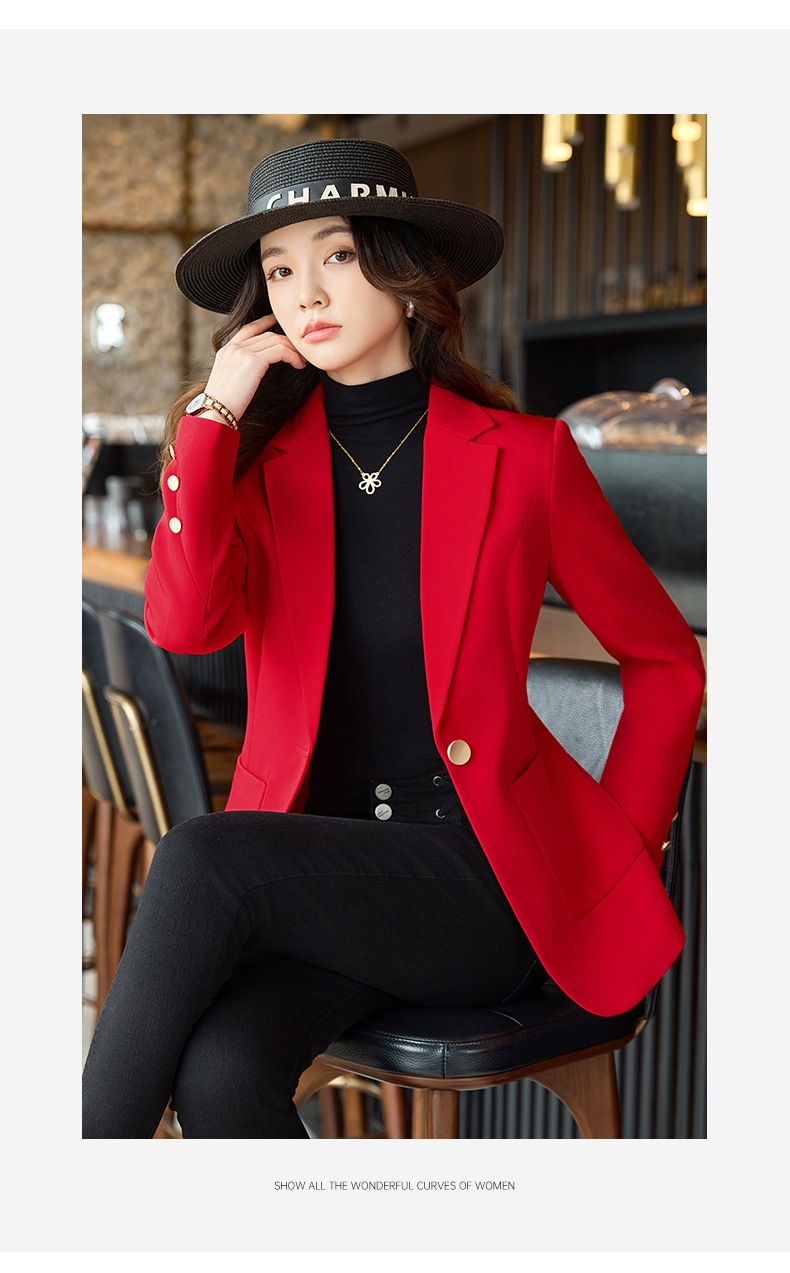 Blazer rosso donna taglio medio giacca elegante maniche lunghe_voghion.com