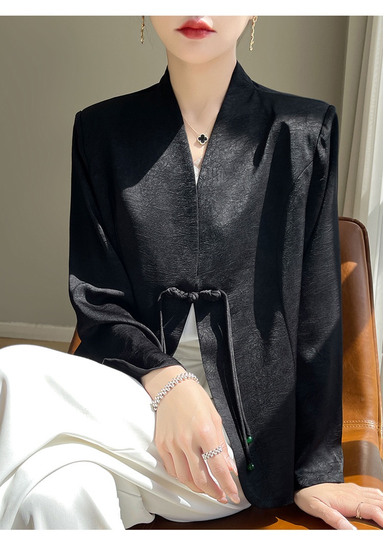 Chinesischer Damen Blazer Mit Jacquard Muster Und Quasten_voghion.com