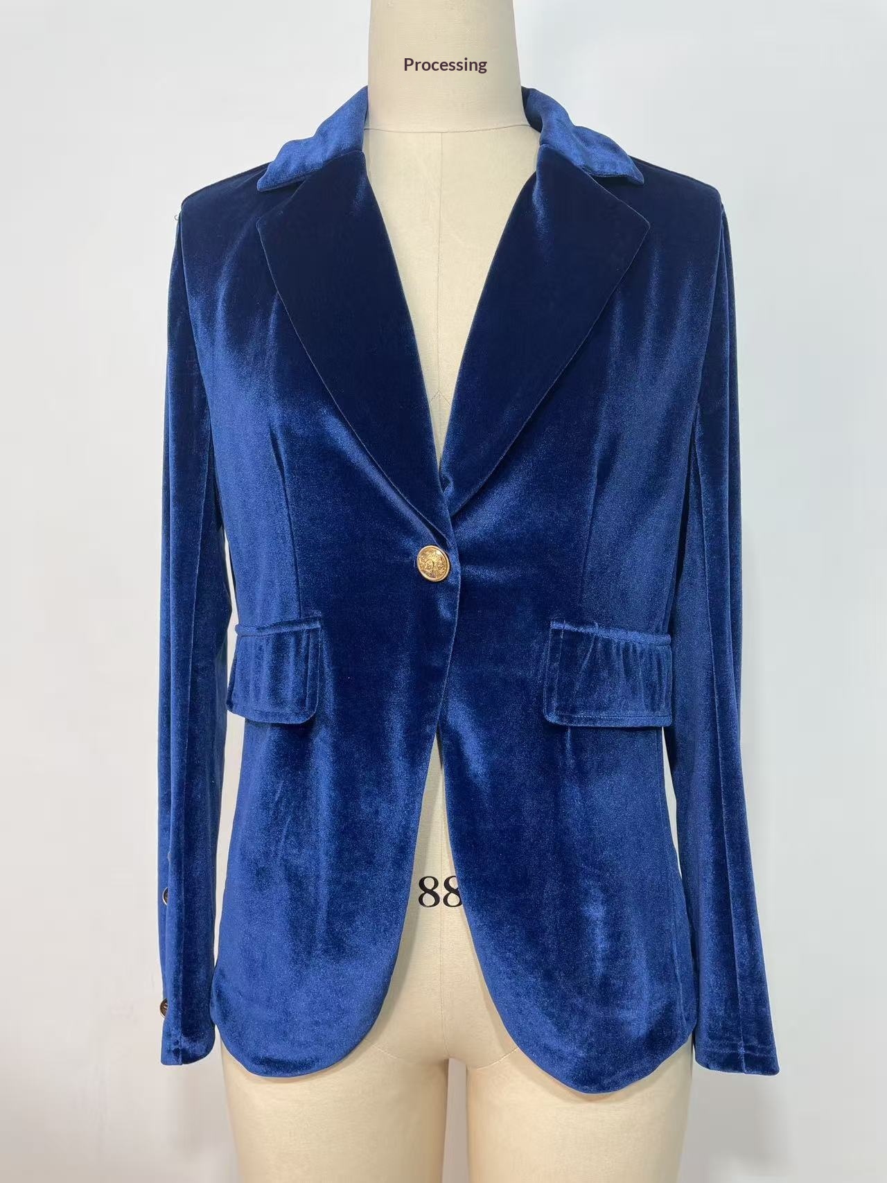 Blazer femme en velours coupe cintrée style européen_voghion.com