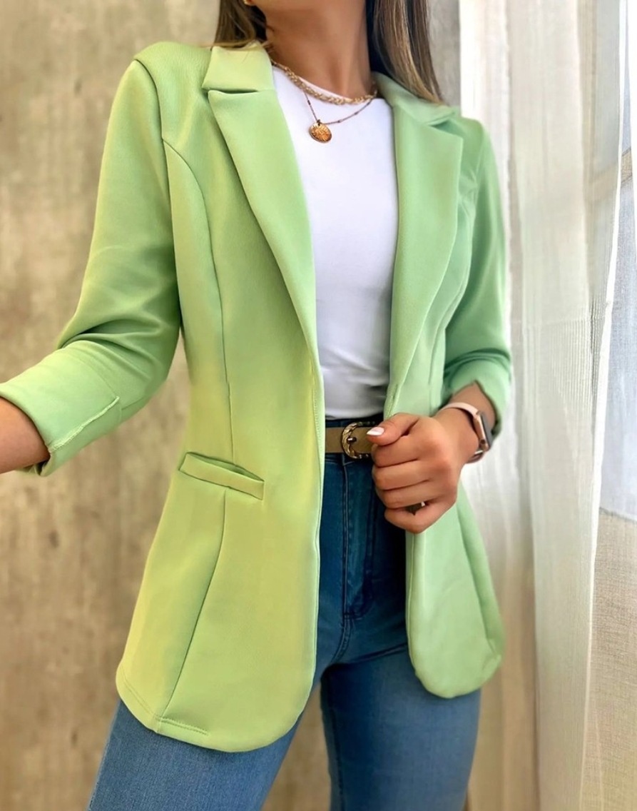 Giacca blazer donna elegante maniche lunghe colore unito_voghion.com