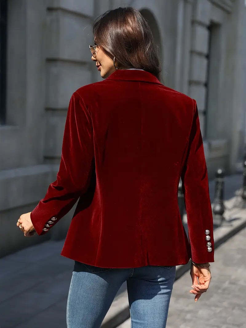 Blazer femme en velours coupe cintrée style européen_voghion.com