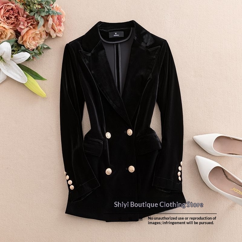 Eleganter Damen Samt Blazer Für Frühling Und Herbst_voghion.com