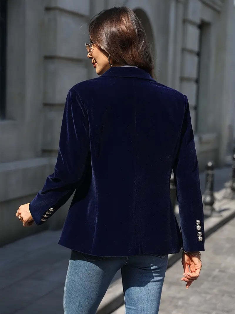 Blazer femme en velours coupe cintrée style européen_voghion.com