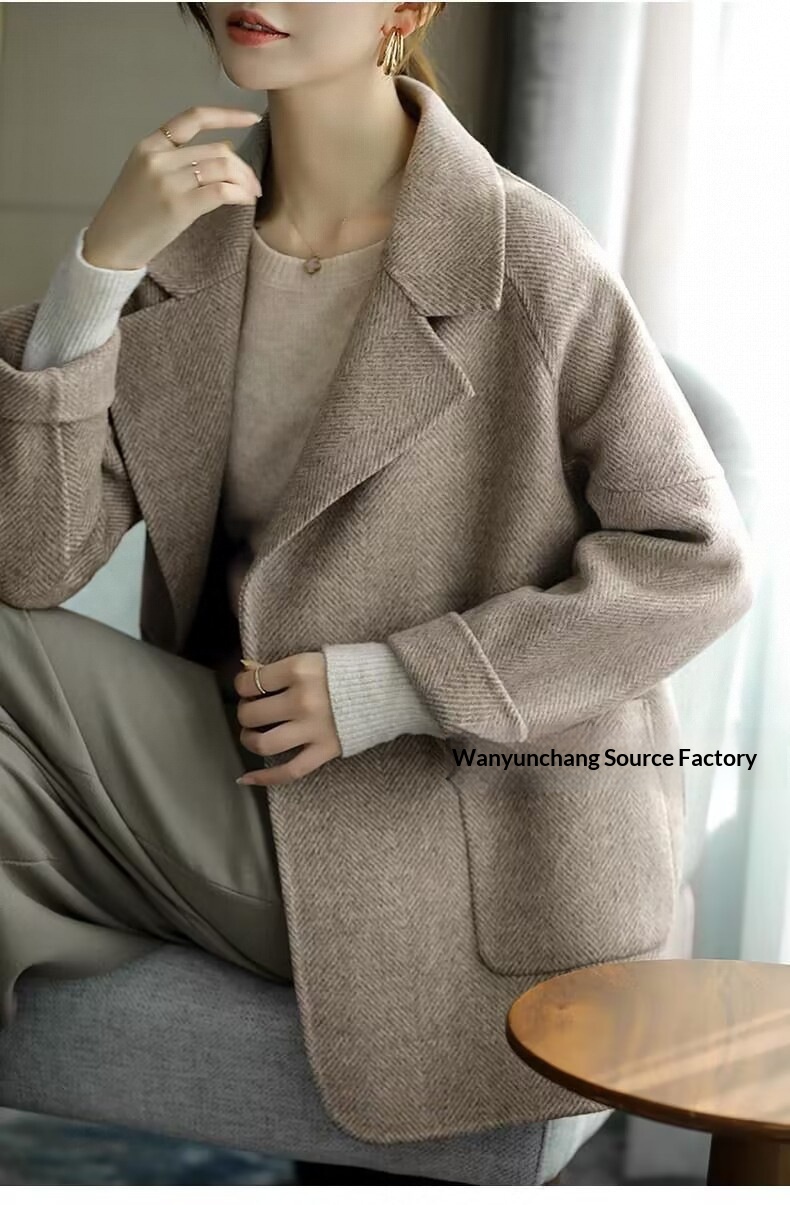 Damen Wollblazer Mit Fischgrätmuster Für Herbst Und Winter_voghion.com