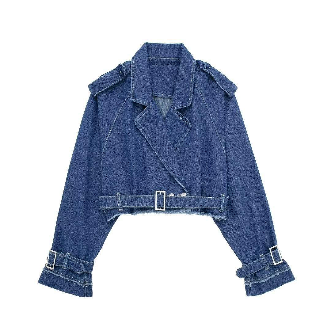 Unique Women’s Short Denim Blazer Jacket European Style Autumn_voghion.com