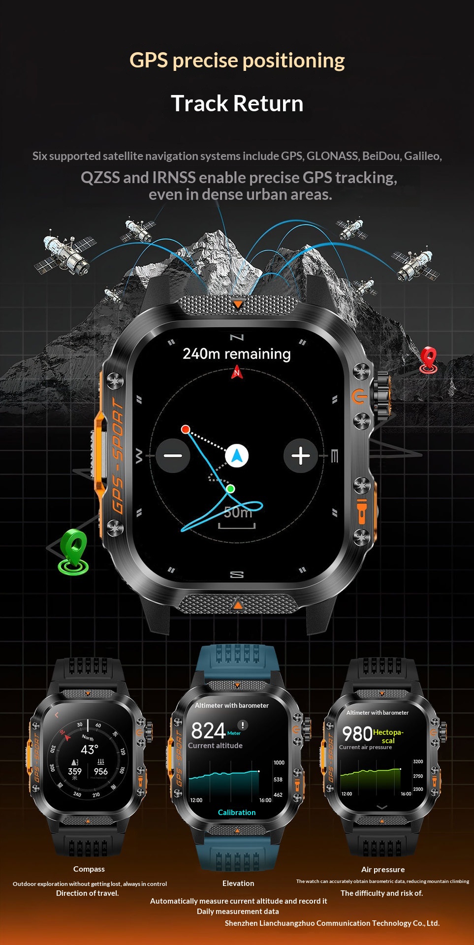 Smart Watch With Heart Rate Monitoring And Gps Tracking Waterproof_voghion.com
